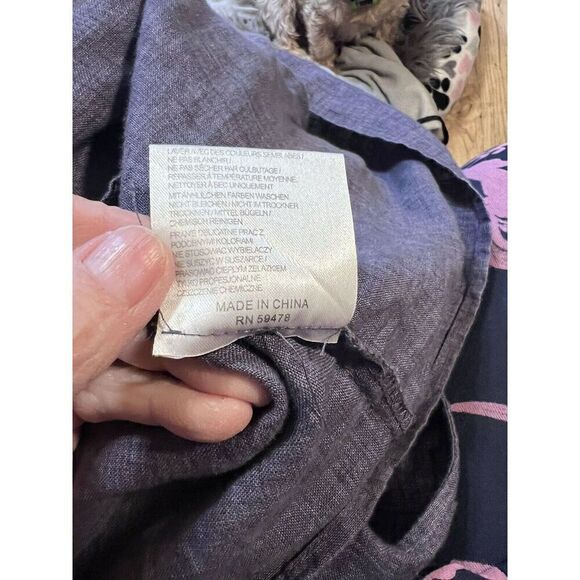 Malvin Hamburg Medium Lagenlook 100% Linen Mini Dress Blue Scoop Neck Pockets - Picture 7 of 7